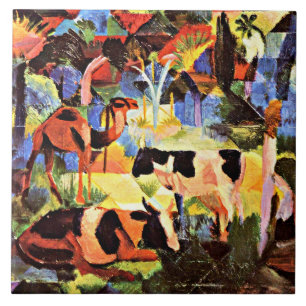 Azulejo August Macke - Paisaje con Vacas y un Camello