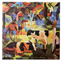 August Macke - Paisaje con vacas y un camello