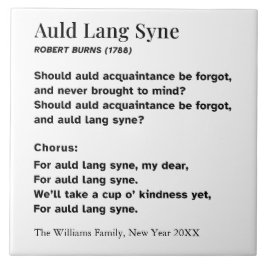 Azulejo Auld Lang Syne New Year Party Words Personalized