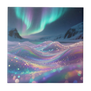 Azulejo Aurora Boreal Ondas Brillantes Fantasía
