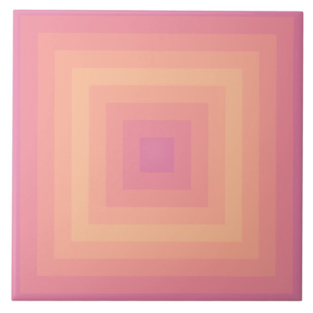 Azulejo Aurora Pink Fuzzy Peach Cuadrados Cerámica Tile (Frente)