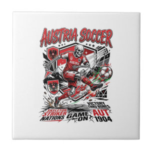 Azulejo Austria Fútbol Esqueleto Delantero Naciones Cartel