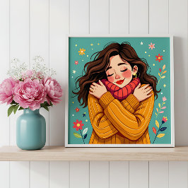 Azulejo Autoadhesivo Amar a ti mismo | Chica abrazándose