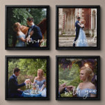 Azulejo Autoadhesivo Amar la vida casada contigo 4 Bodas foto<br><div class="desc">Conjunto de 4 fotos de bodas,  con escritura manuscrita superpuesta que dice "amar la vida casada contigo". Encantador como regalo de foto boda para parejas recién casadas o regalo de aniversario de marido a mujer.</div>
