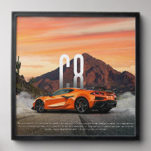Arte de pared de coche deportivo rojo dinámico par