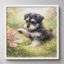 Cachorro Schnauzer Flores de Primavera