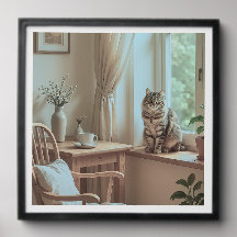 Cómodo rincón escandinavo con gato