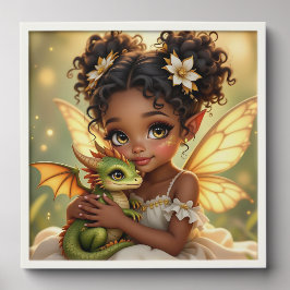 Azulejo Autoadhesivo Cute Anime Fairy Girl and Chibi Dragon