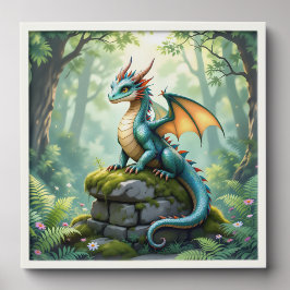 Azulejo Autoadhesivo Dragón caprichoso en piedra antigua