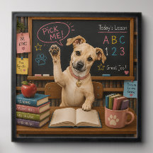 ¡Elígeme! Perro Cute de Escuela Levantando la Pata