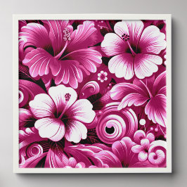 Azulejo Autoadhesivo Flores tropicales hawaianas Patrón rosa Hibiscus