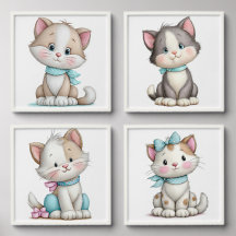 Gato de dibujos animados caprichoso y lindo