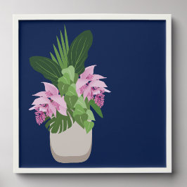 Azulejo Autoadhesivo Medinilla Tropical Flower Rosa Vase Azul oscuro