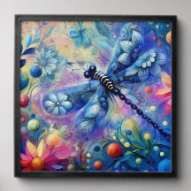 Resumen caprichoso Dragonfly Floral Verde azulado 