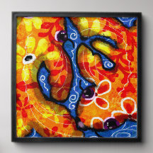 Resumen caprichoso Koi Goldfish Naranja Floral Azu