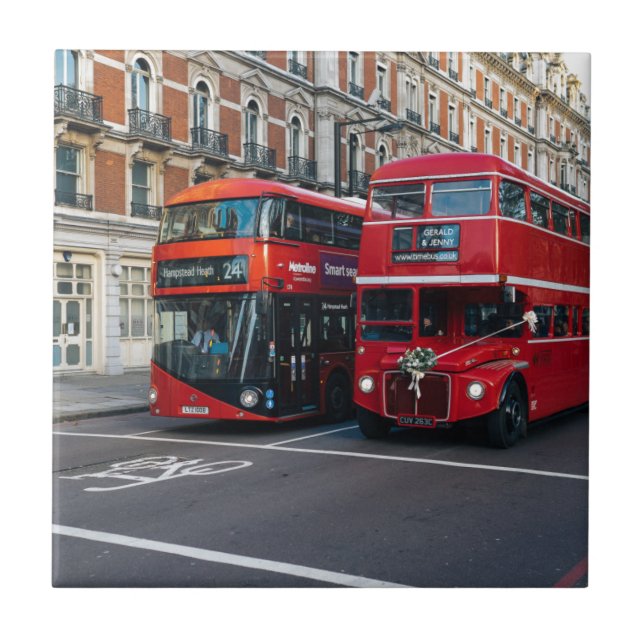 Azulejo Autobuses Rojos de Dos Pisos (Frente)