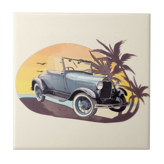 Azulejo Automóvil de personalizado con estilo retro Palm S (Frente)