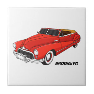 Azulejo Automóvil rojo clásico de 1948