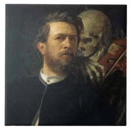 Azulejo Autoretrato con la muerte como ladrón (de Böcklin)