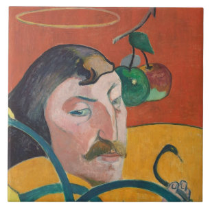 Azulejo Autorretrato de Paul Gauguin el , 1889 (aceite en
