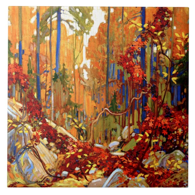 Azulejo Autumn Garland, arte fino de Tom Thomson,  (Frente)