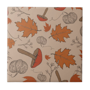 Azulejo Autumn Mushrooms