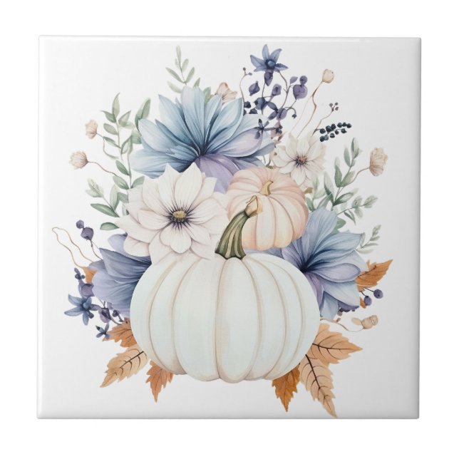 Azulejo Autumn Punpkin Floral Ceramic Tile (Frente)