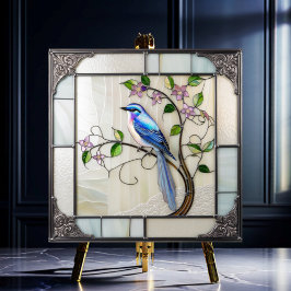 Azulejo Ave azul en flor