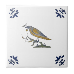 Azulejo Ave con Berry White Delft Repro c. Mosaico 1650