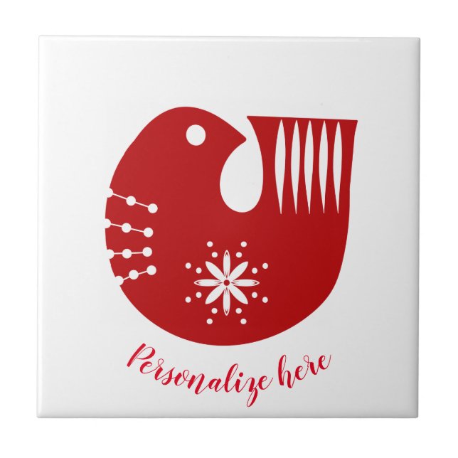 Azulejo Ave de arte folclórico de Scandi      (Frente)