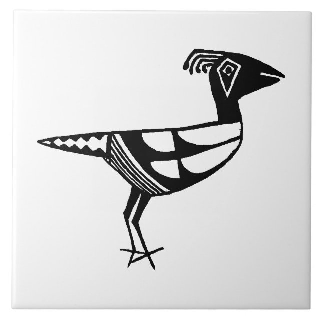 Azulejo Ave de cerámica de alfarería de arte del suroeste (Frente)