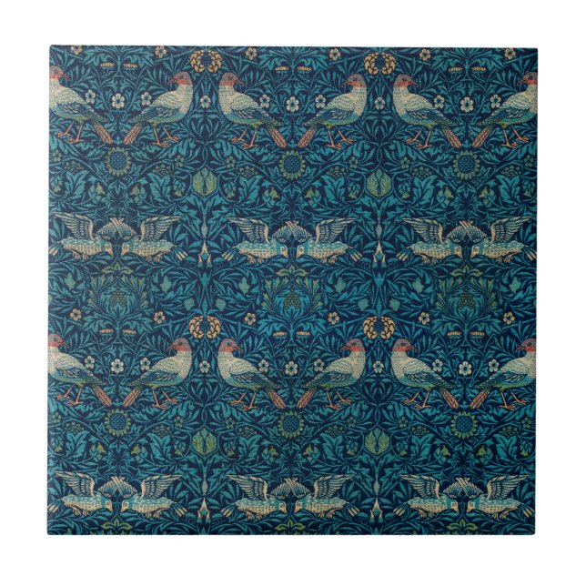 Azulejo Ave de William Morris, Arte Textil de Jardín Vinta (Frente)