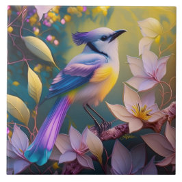 Azulejo Ave Fantasía Amarilla Violeta Tufted