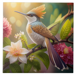 Azulejo Ave Fantasy de Honeyeater con cresta dorada