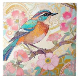 Azulejo Ave floral de Inspo Innouveau Oriental