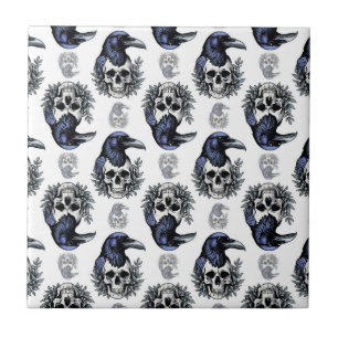 Azulejo Ave negra en el diseño del patrón de Gótico de crá