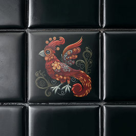 Azulejo Ave rojo caprichoso