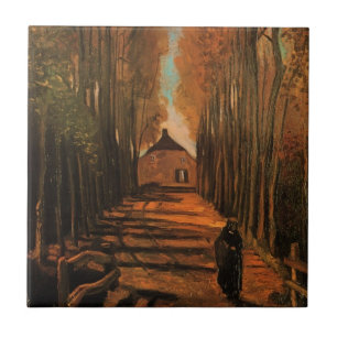 Azulejo Avenida de Poplars en otoño por Vincent van Gogh