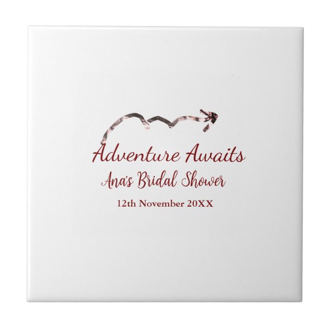 Azulejo Aventura a la ducha de novia agregar nombre flecha (Frente)