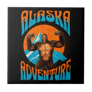Azulejo Aventura Retro Sasquatch Montaña Alaska