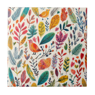 Azulejo Aves acuarela boho – Artística inspiración en la n