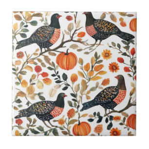 Azulejo Aves Acuarela Terrosa Vibrante - Estilo Bohemio