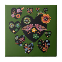 Azulejo Aves amorosas Arte folclórico escandinavo