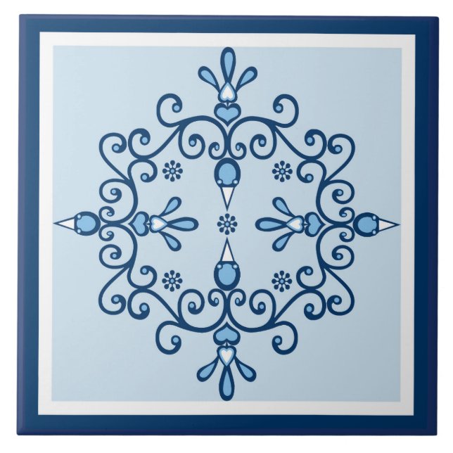 Azulejo Aves azules y blancas (Frente)