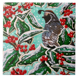 Azulejo Aves de cola en Holly Magnet