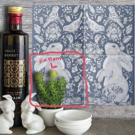 Azulejo Aves de conejo jacobeas Denim Blue White Bottom L