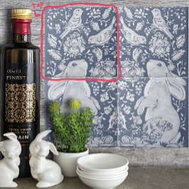 Azulejo Aves de conejo jacobeas Denim Blue White Top L