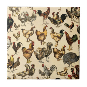 Azulejo Aves de corral Rooster y Hen Art