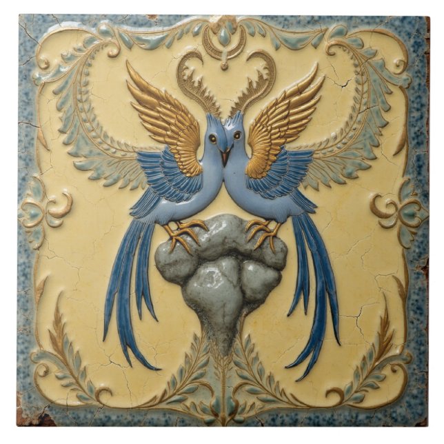 Azulejo Aves de Oro (Frente)