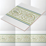 Azulejo Aves de pavo real de concha celta vintage Frisa pa<br><div class="desc">Se trata de una impresión digitalmente realzada derivada de un antiguo Art Nouveau de aproximadamente 1900 o de un diseño de estilo artesanal de un pavo real y aves en nudos celtas. Puede personalizar del color de fondo.</div>